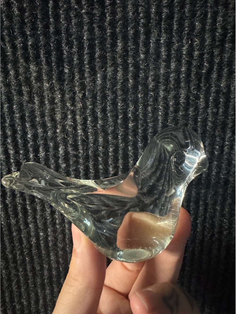 Clear Glass Bird Figurine Paperweight Sculpture